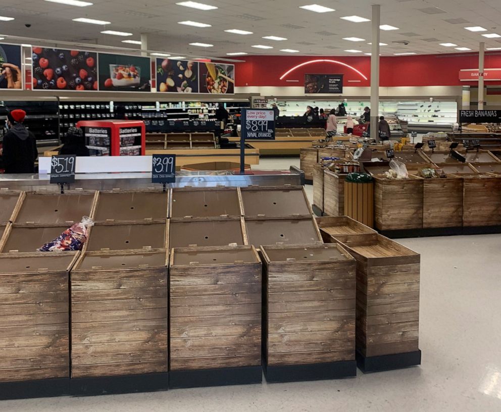 PHOTO: Empty shelves are seen at a supermarket in Austin, Texas, Feb. 17, 2021.