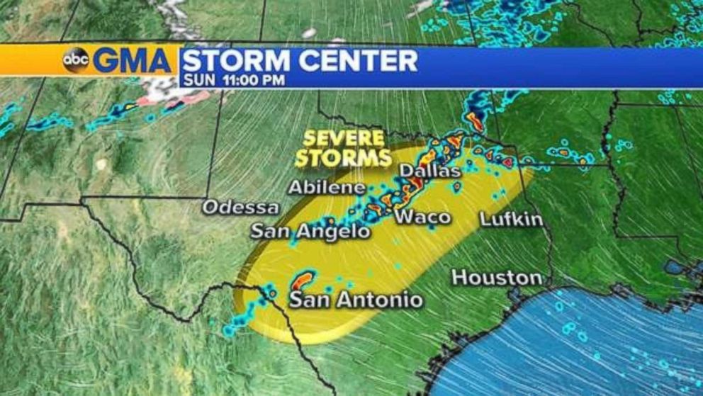 PHOTO: Severe storms are expected to move through central Texas on Sunday night.