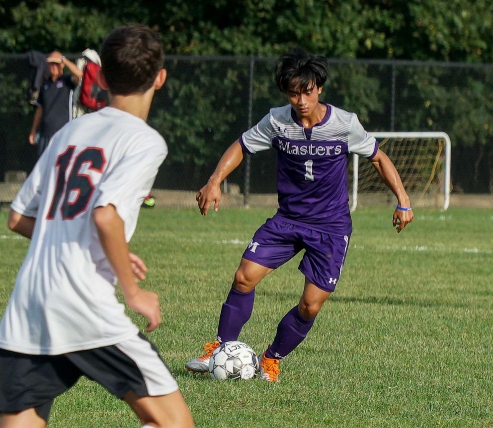 PHOTO: Thai cave survivor Adul Samon plays soccer for The Masters School high school team.