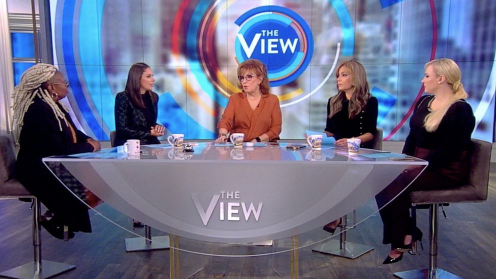 PHOTO: "The View" co-hosts Whoopi Goldberg, Abby Huntsman, Joy Behar, Sunny Hostin, and Meghan McCain discuss Mayor Pete Buttigieg's projection about the 2020 race, Nov. 4, 2019.