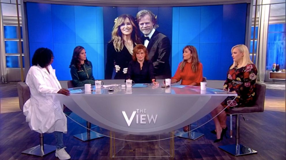 PHOTO: "The View" co-hosts Whoopi Goldberg, Abby Huntsman, Joy Behar, Sunny Hostin, and Meghan McCain discuss Felicity Huffman's letter in defense of her alleged actions in the college cheating scandal, Sept.  9, 2019.