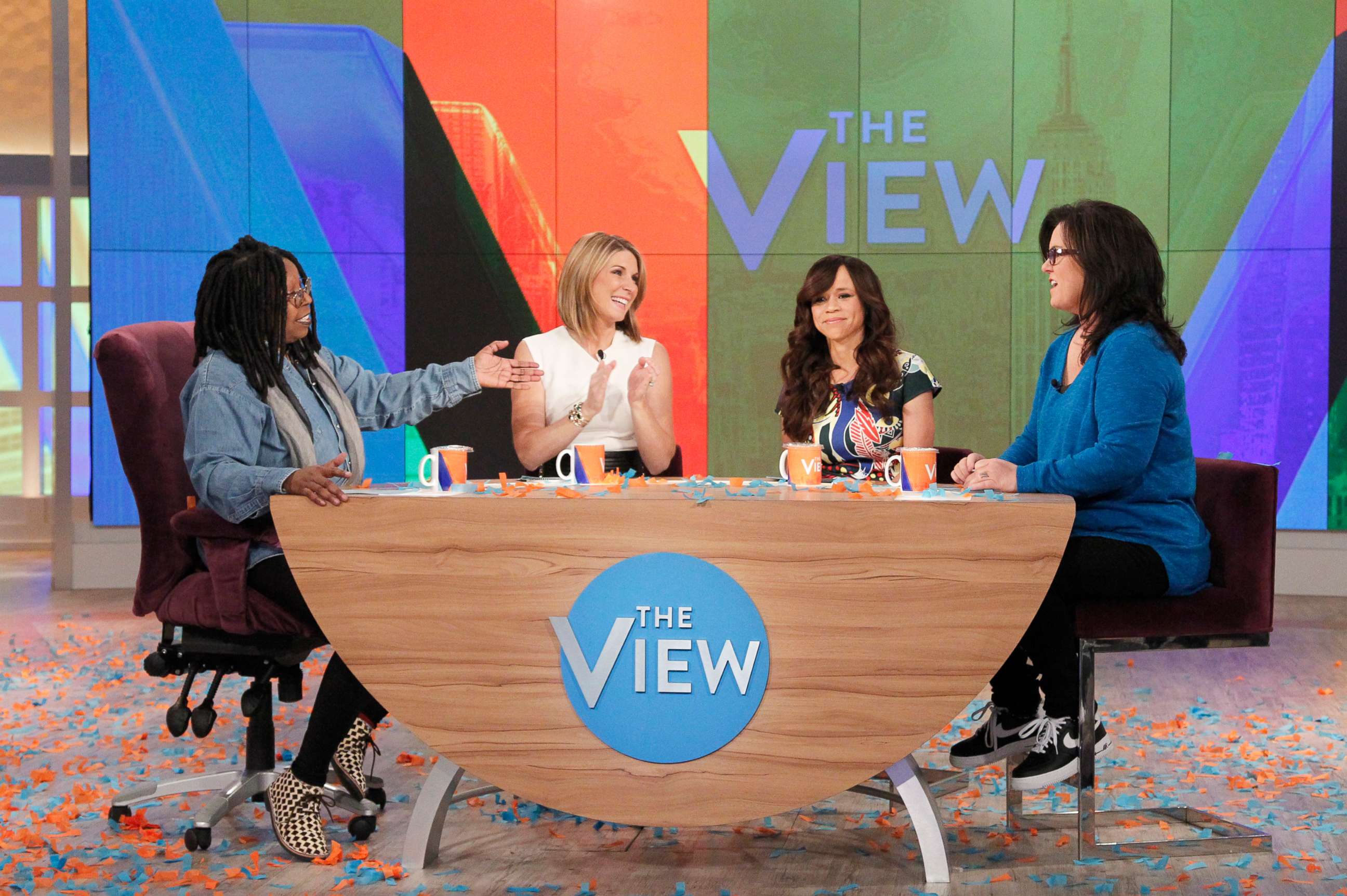PHOTO: "The View" co-hosts Whoopi Goldberg, Nicolle Wallace, Rosie Perez and Rosie O'Donnell on Tuesday, February 3, 2015.