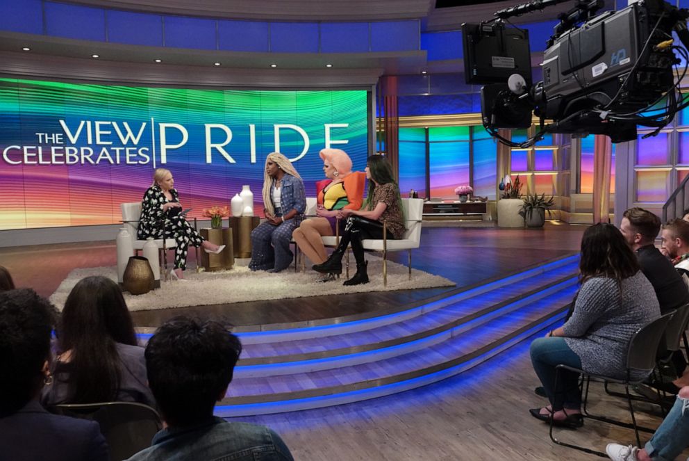 PHOTO: "The View" and co-host Meghan McCain celebrate Pride Month by sitting down with "RuPaul's Drag Race" stars Monet X Change, Nina West, and Adore Delano on June 11, 2019.