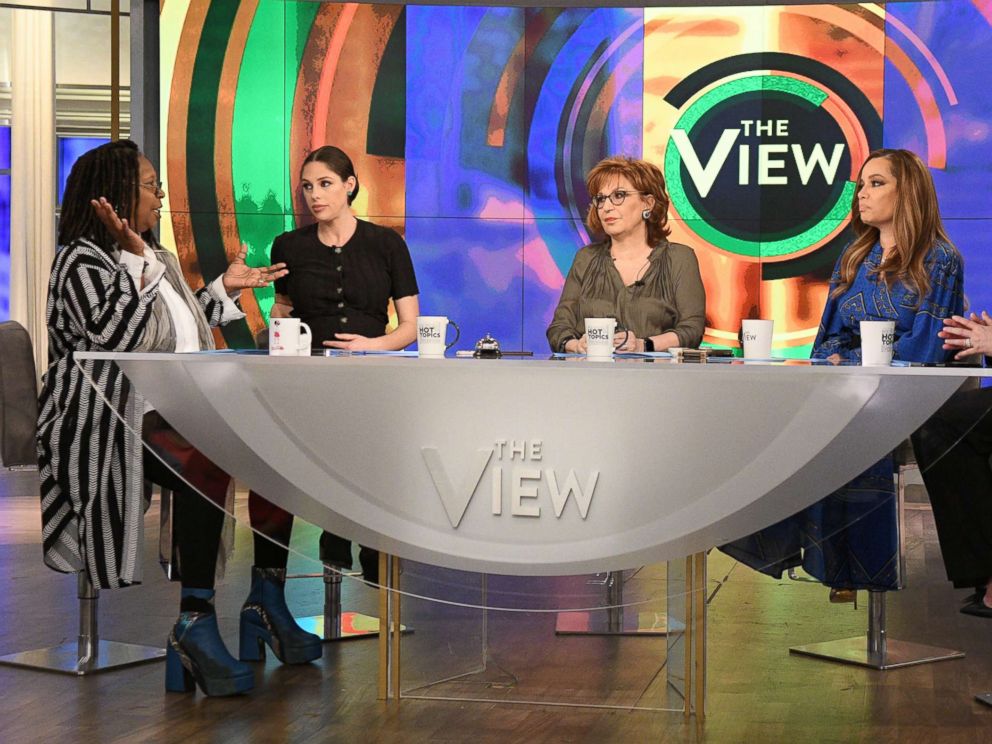 PHOTO: Whoopi Goldberg, Abby Huntsman, Joy Behar, Sunny Hostin and Meghan McCain host ABCs, The View, on March 18, 2019.