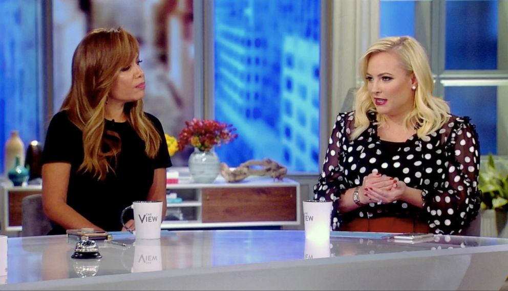 PHOTO: "The View" co-hosts Sunny Hostin and Meghan McCain discuss fat-shaming, Sept. 16, 2019.