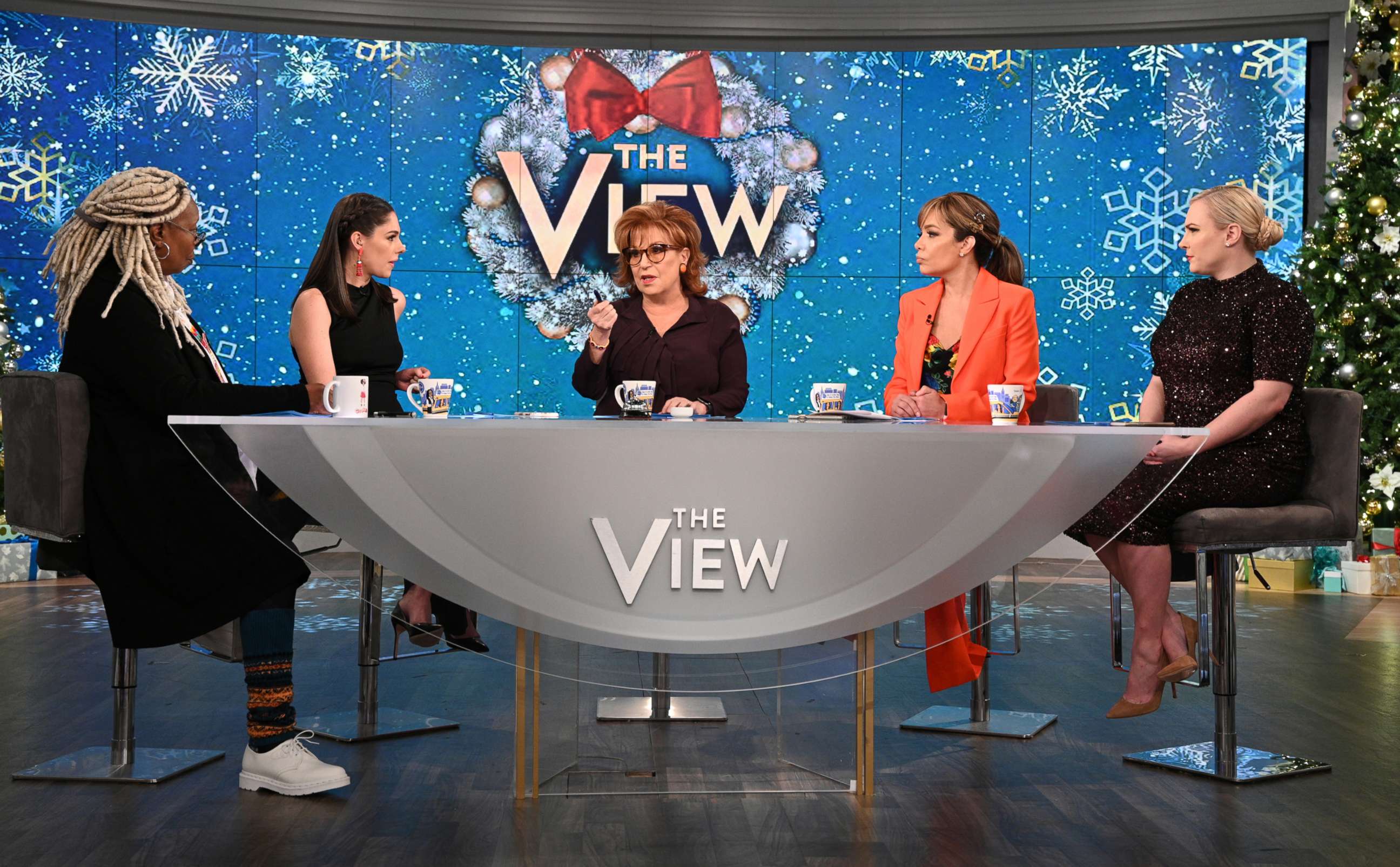 PHOTO: "The View" co-hosts, from left, Whoopi Goldberg, Abby Huntsman, Joy Behar, Sunny Hostin and Meghan McCain, Dec. 16, 2019.