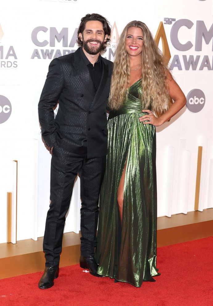 PHOTO: Thomas Rhett and Lauren Akins attend The 56th Annual CMA Awards at Bridgestone Arena on Nov. 9, 2022, in Nashville, Tenn.