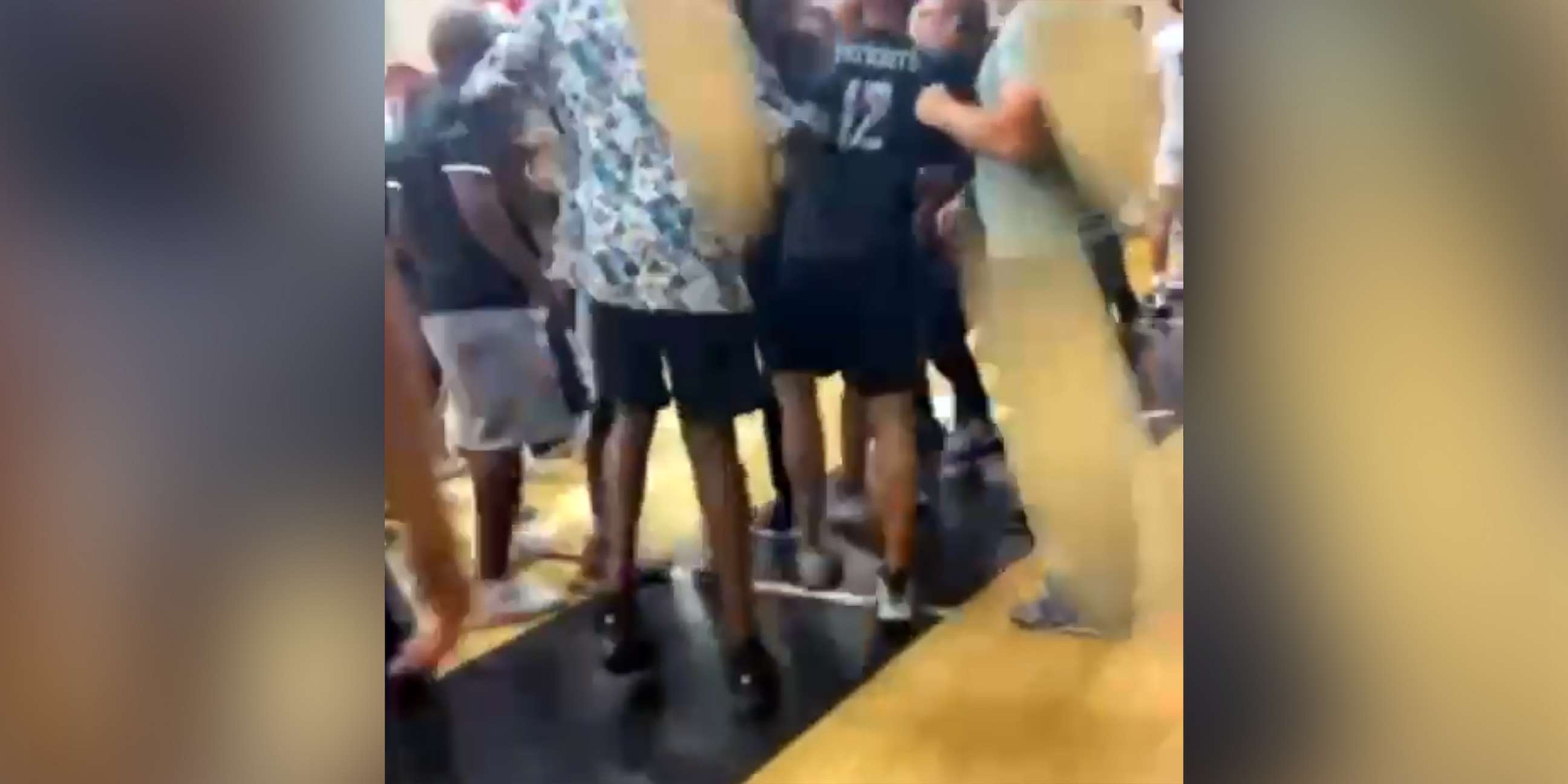 PHOTO: An image made from video shows tortillas that were thrown during a basketball game between Coronado High and the predominantly Hispanic Orange Glen High, in Coronado, Calif., on June 19, 2021.