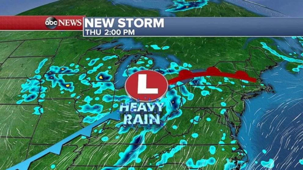 Rain will move into the Midwest by Thursday midday.