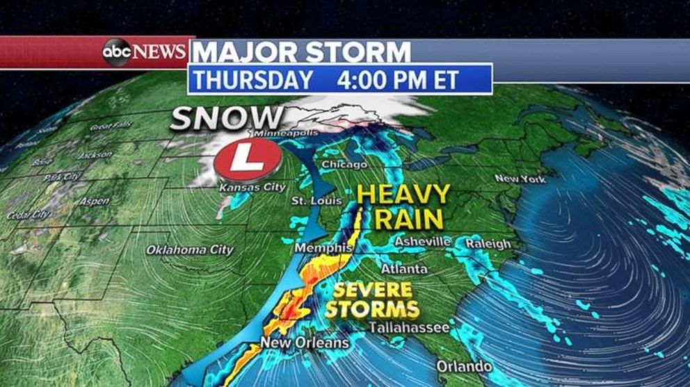 PHOTO: The rain and severe storms will move into the eastern Gulf on Thursday afternoon.