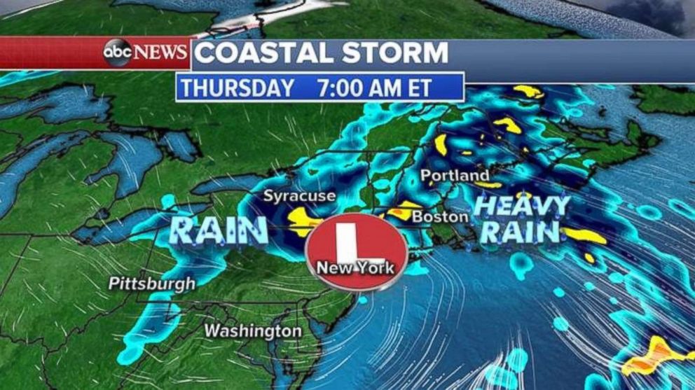 There could be flooding in New England on Thursday as snow and ice melt along with the heavy rain.