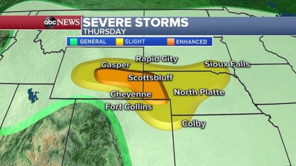 PHOTO: Severe weather is possible, especially in western Nebraska and eastern and central Wyoming, on Thursday.