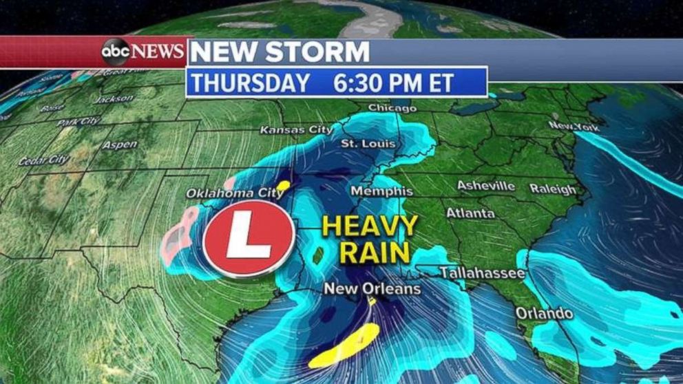 PHOTO: The storm will bring heavy rain to Texas and the Deep South on Thursday.