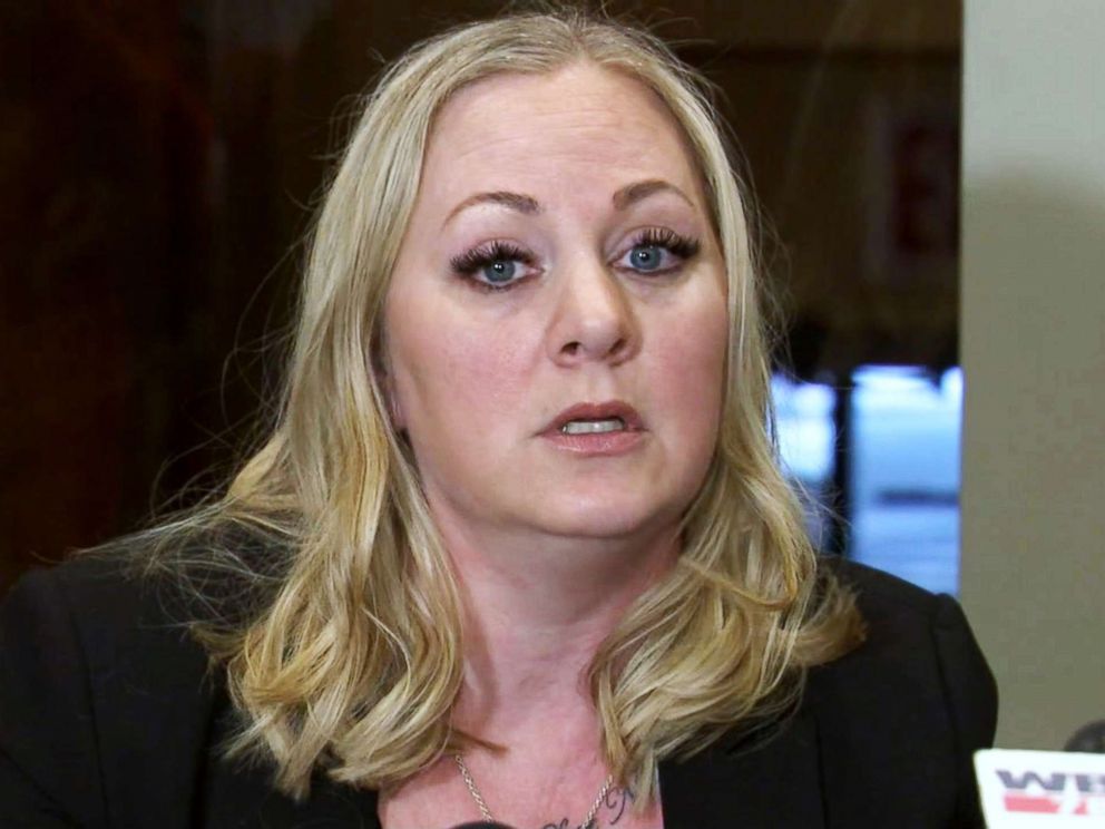 PHOTO: Tiffany Van Dyke speaks at a news conference on Feb. 14, 2019, in Chicago about her husband, former Chicago police officer Jason Van Dyke being beaten by inmates in a federal prison in Connecticut.
