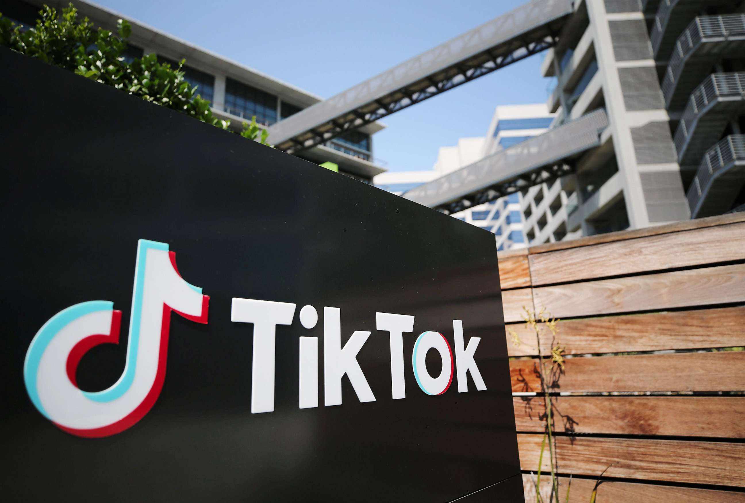PHOTO: The TikTok logo is displayed outside a TikTok office on Aug. 27, 2020 in Culver City, Calif.