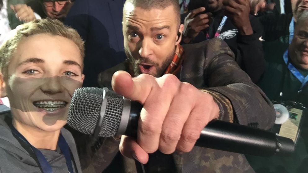 PHOTO: Ryan, 13, snapped a selfie with Justin Timberlake during the halftime show at the Super Bowl LII on Feb. 4, 2018. 