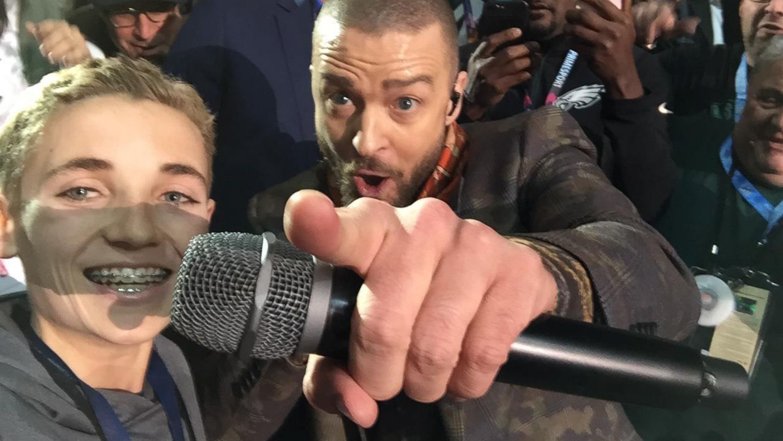 PHOTO: Ryan, 13, snapped a selfie with Justin Timberlake during the halftime show at the Super Bowl LII on Feb. 4, 2018.