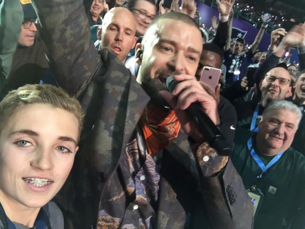 PHOTO: Ryan, 13, snapped a selfie with Justin Timberlake during the halftime show at the Super Bowl LII on Feb. 4, 2018. 
