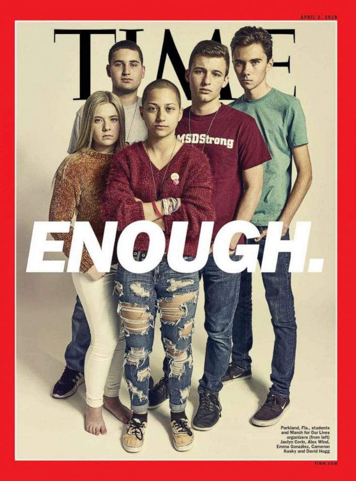 PHOTO: A TIME Magazine cover shows survivors of the Parkland shooting.