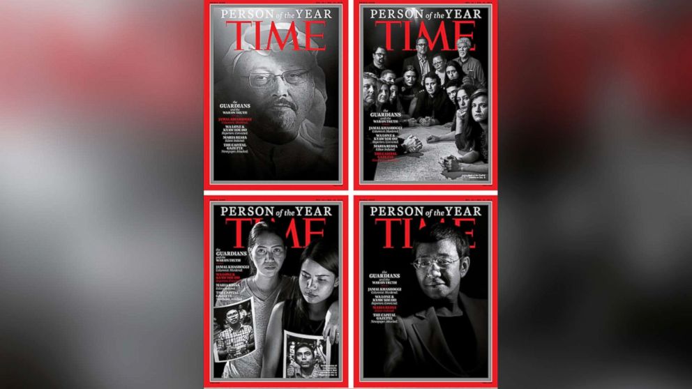 PHOTO: This combination photo provided by Time Magazine shows their four covers for the "Person of the Year," announced on Dec. 11, 2018.