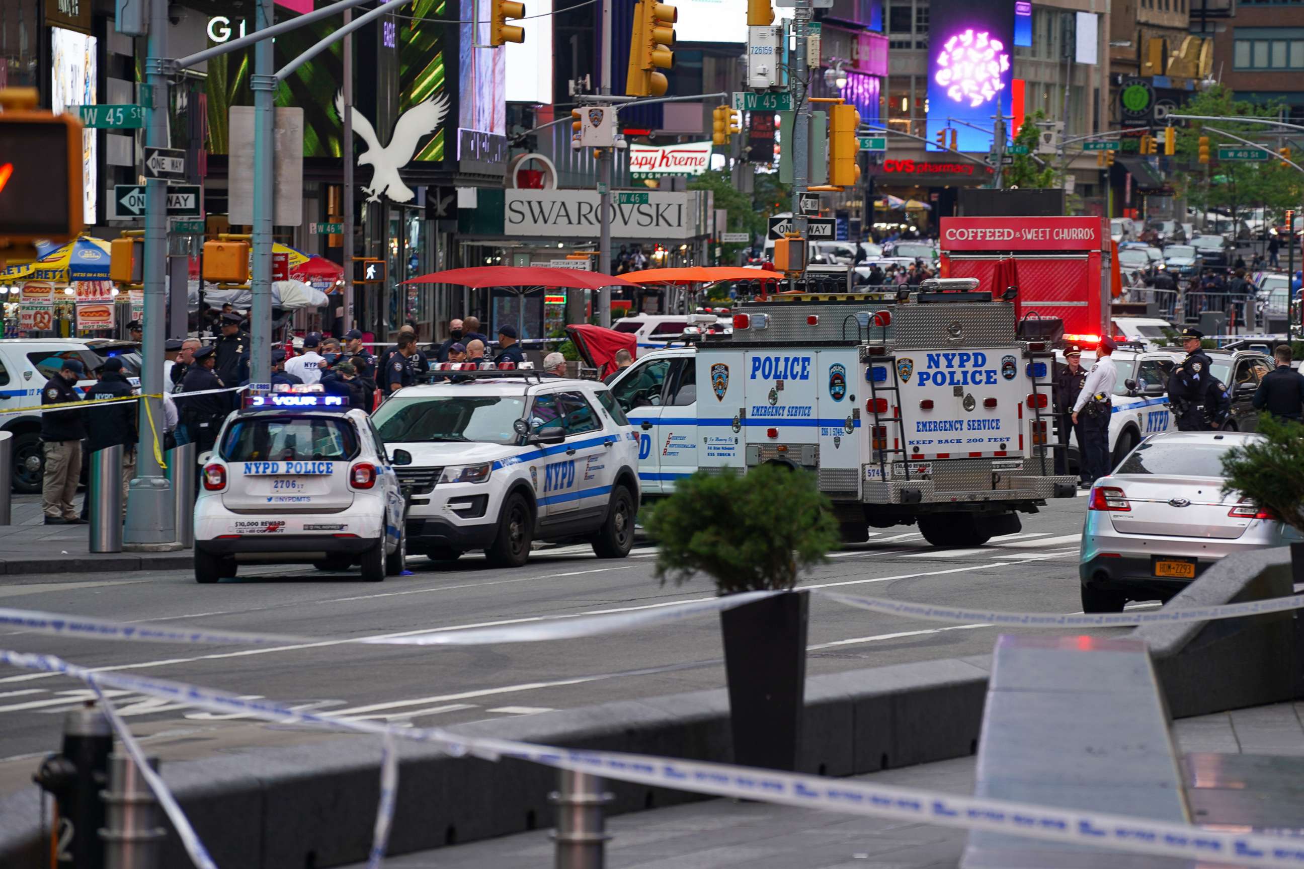 PHOTO: Police officers are seen in Times Square, May 8, 2021, in New York City.