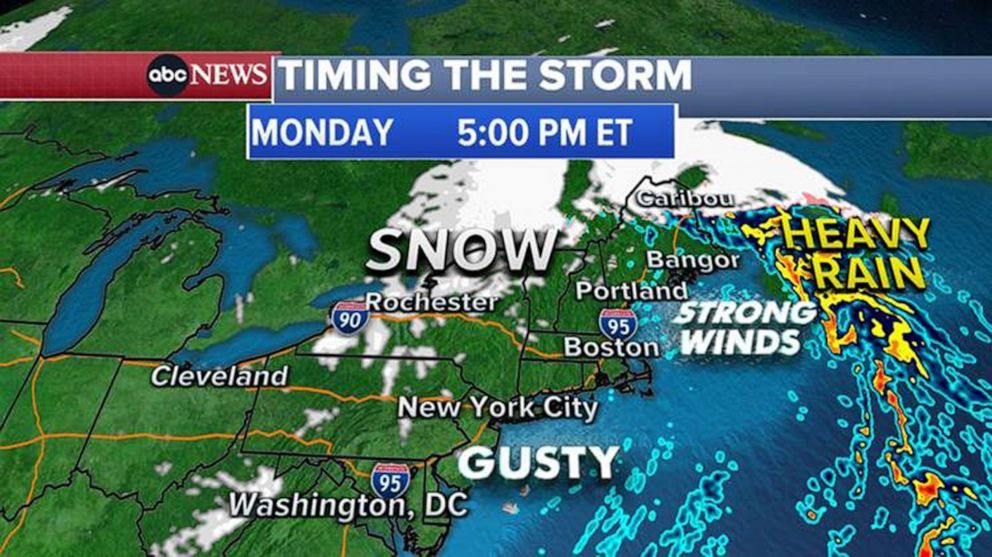 PHOTO: The system is forecast to move out of the Northeast by the afternoon or evening on Jan. 17, 2022.