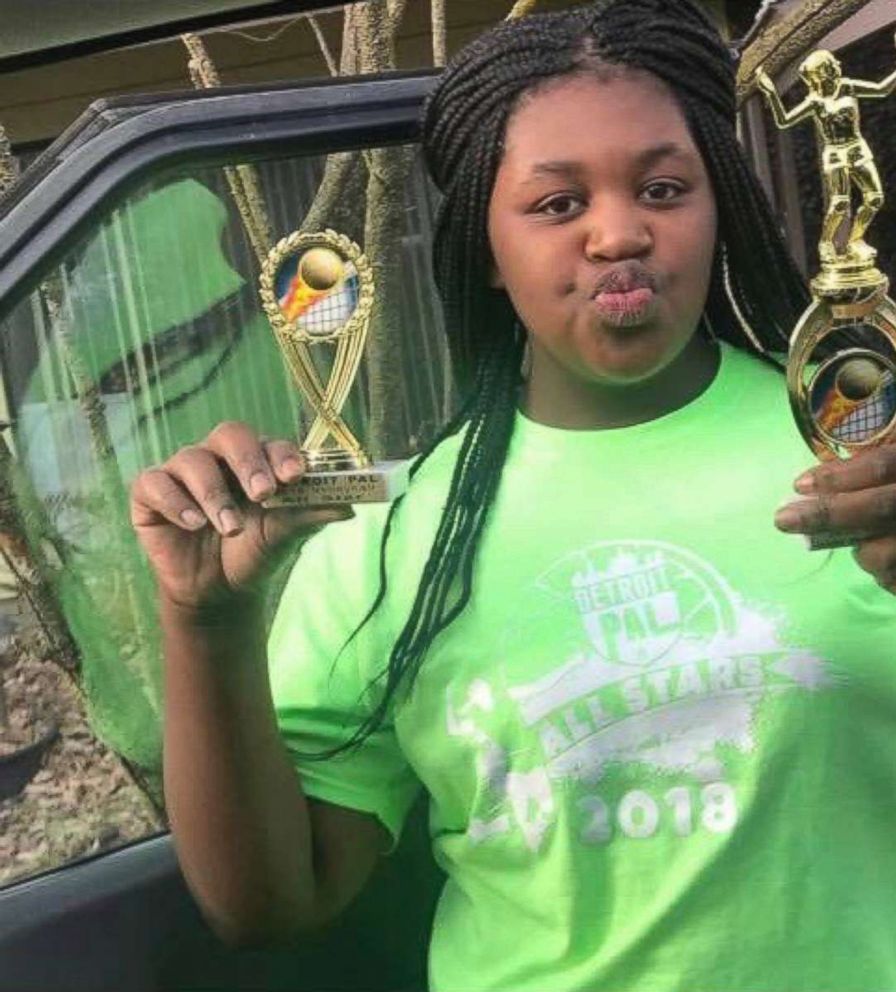 PHOTO: Timiyah Landers, 12, shows off her volleyball trophies earlier this summer. She received serious burns over 50 percent of her body after attempting the so-called "fire challenge" on Aug. 17. 2018.