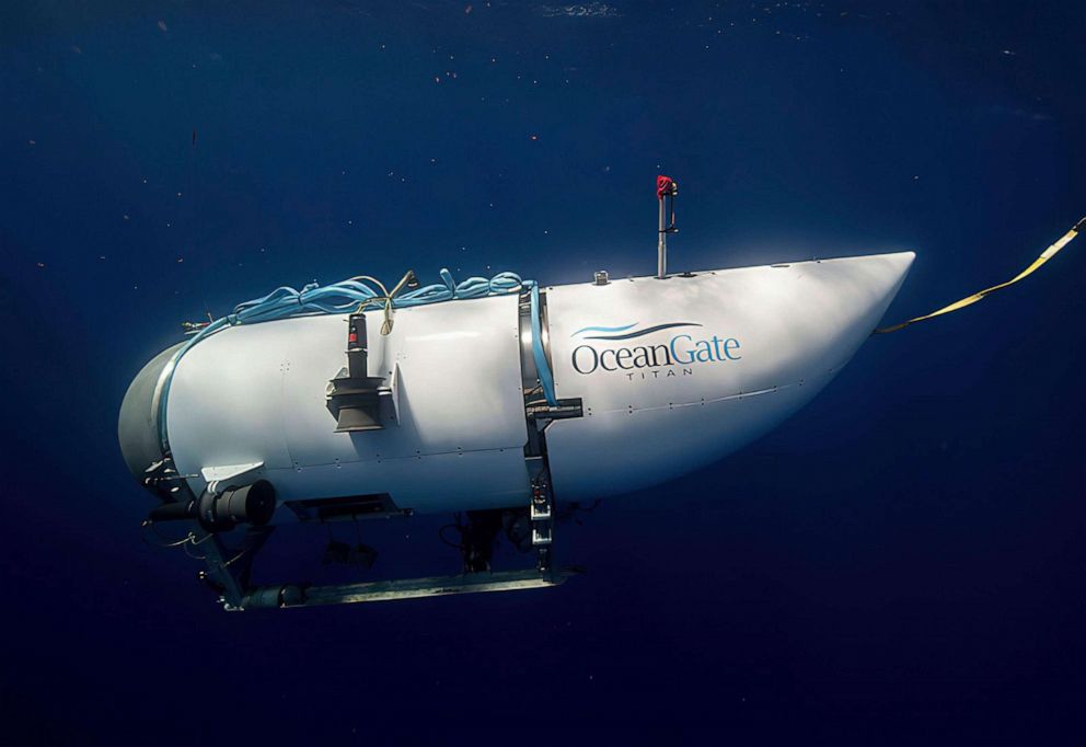 PHOTO: This photo provided by OceanGate Expeditions shows a submersible vessel named Titan used to visit the wreckage site of the Titanic.