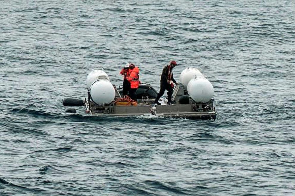PHOTO: In this photograph released by Action Aviation, the submersible Titan is to dive into the Atlantic Ocean on an expedition to the Titanic, June 18, 2023.