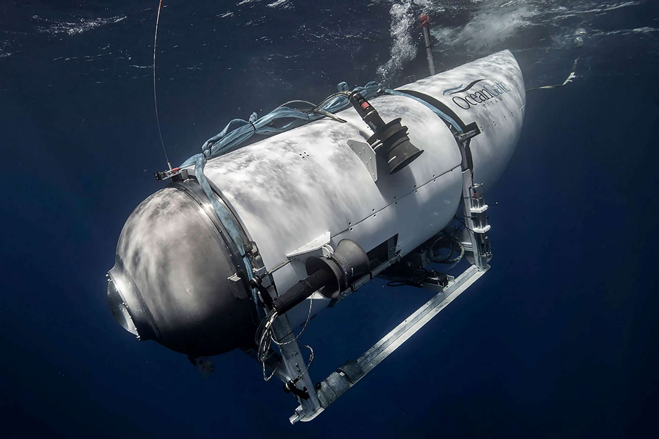 PHOTO: The Titan submersible, operated by OceanGate Expeditions to explore the wreckage of the sunken SS Titanic off the coast of Newfoundland, dives in an undated photograph.