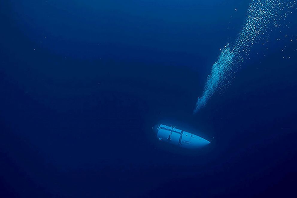 PHOTO: The Titan submersible, operated by OceanGate Expeditions to explore the wreckage of the sunken SS Titanic off the coast of Newfoundland, dives in an undated photograph.