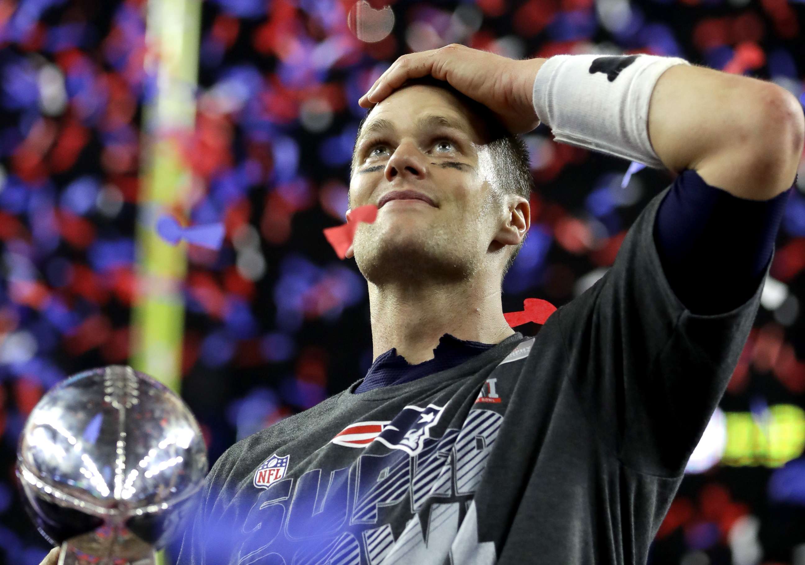 PHOTO: Tom Brady of the New England Patriots celebrates after the team defeated the Atlanta Falcons 34-28  in Super Bowl 51 at NRG Stadium on Feb. 5, 2017 in Houston, Texas.