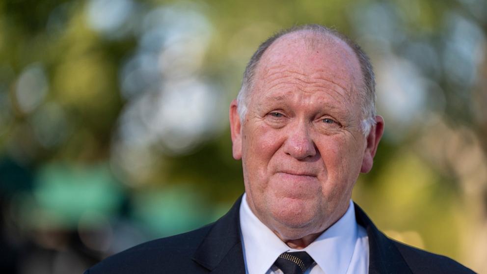 PHOTO: White House border czar Tom Homan speaks with reporters at the White House, Sept. 8, 2025, in Washington.
