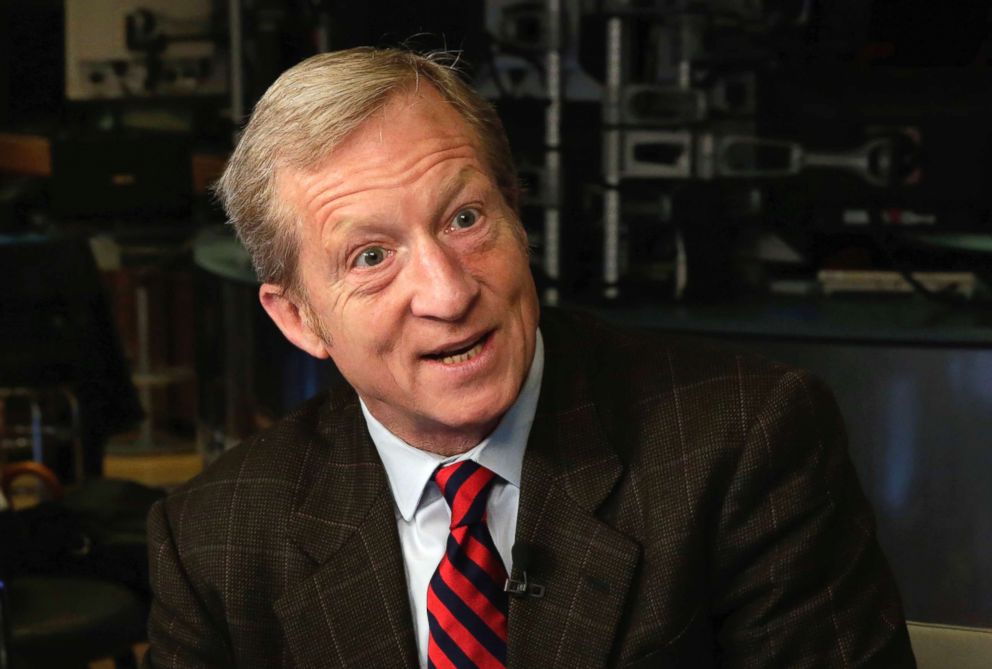 PHOTO: April 2, 2018 file photo of billionaire environmentalist Tom Steyer  on the floor of the New York Stock Exchange.  