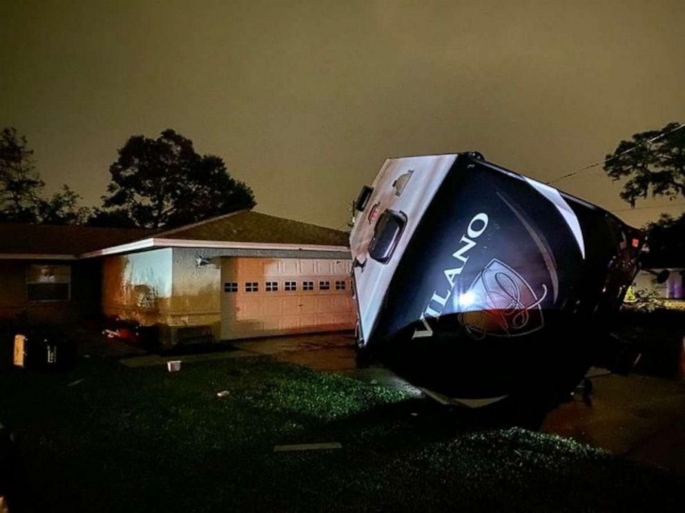 PHOTO: An RV in Polk Country, Florida, sits toppled over by Tropical Storm Nestor, Oct. 18, 2019.