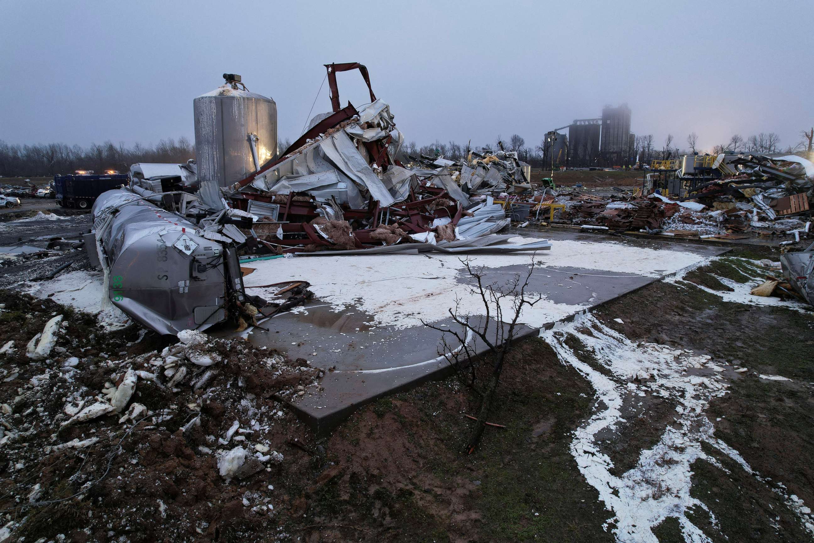 PHOTO: Dried wax is seen amongst the rubble of the Mayfield Consumer Products candle factory where eight people died after a devastating outbreak of tornadoes ripped through several U.S. states, in Mayfield, Ky., Dec. 17, 2021.