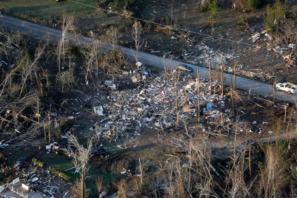 PHOTO: Destruction is seen from tornadoes in Lee County, Ala., March 4, 2019.
