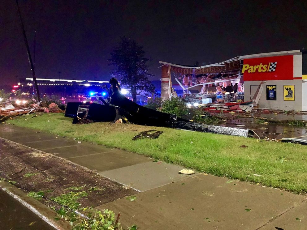 PHOTO: An auto parts store damaged during the storm is seen in Sioux Falls, S.D., Sept. 11, 2019.