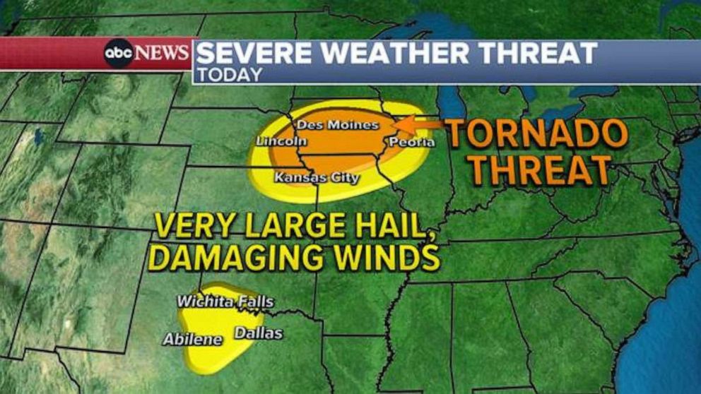 PHOTO: Today's main threat of severe weather exists in affected areas this weekend.