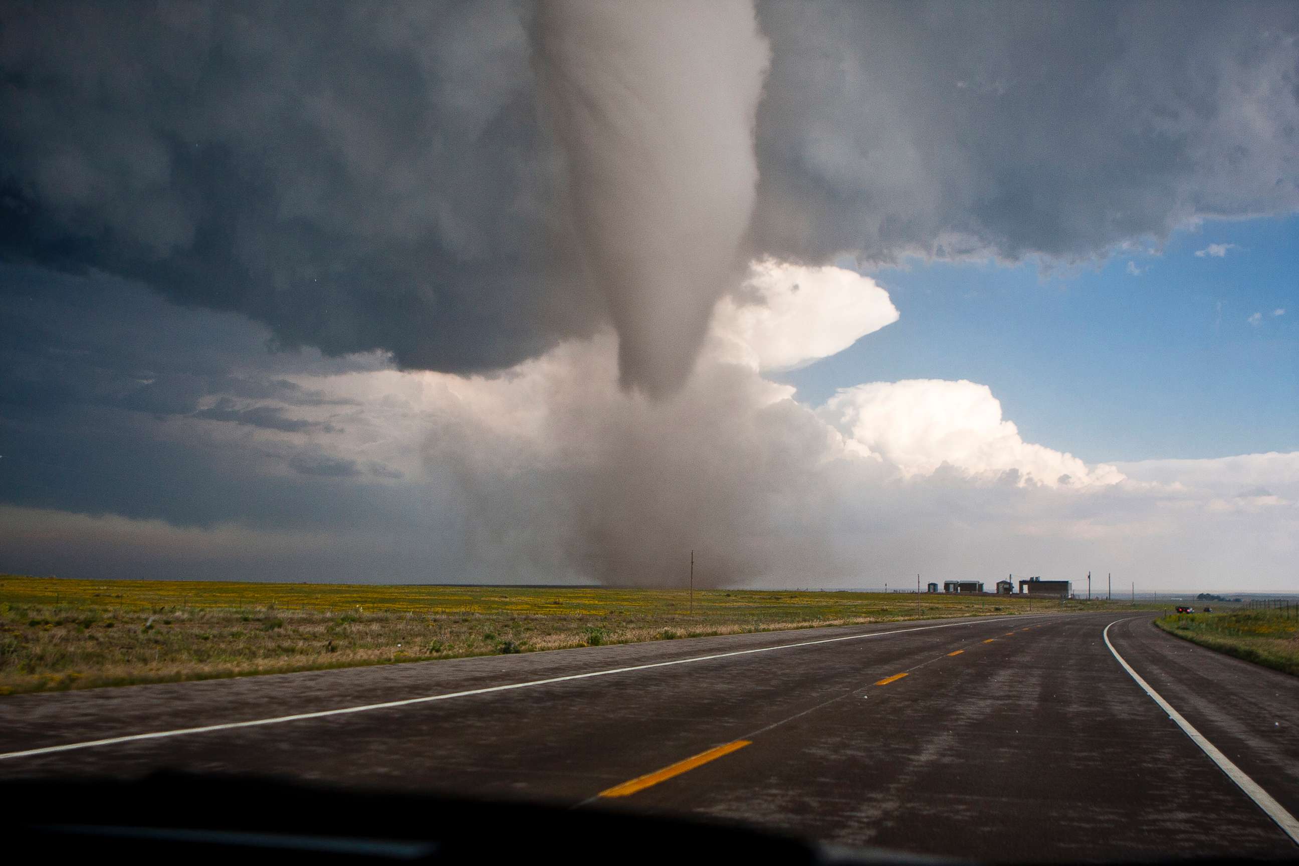 PHOTO: The Campo tornado crosses U.S. route 385 Colorado, and heading for Oklahoma in this undated photo.