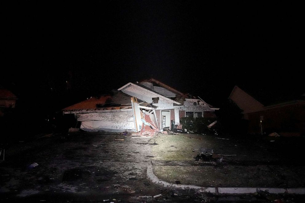 PHOTO: A home that was destroyed by a tornado is seen in Norman, Okla, Feb. 27, 2023.