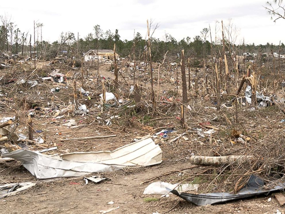 PHOTO: The view of the destruction caused by a massive tornado in Beauregard, Ala., March. 08, 2019.