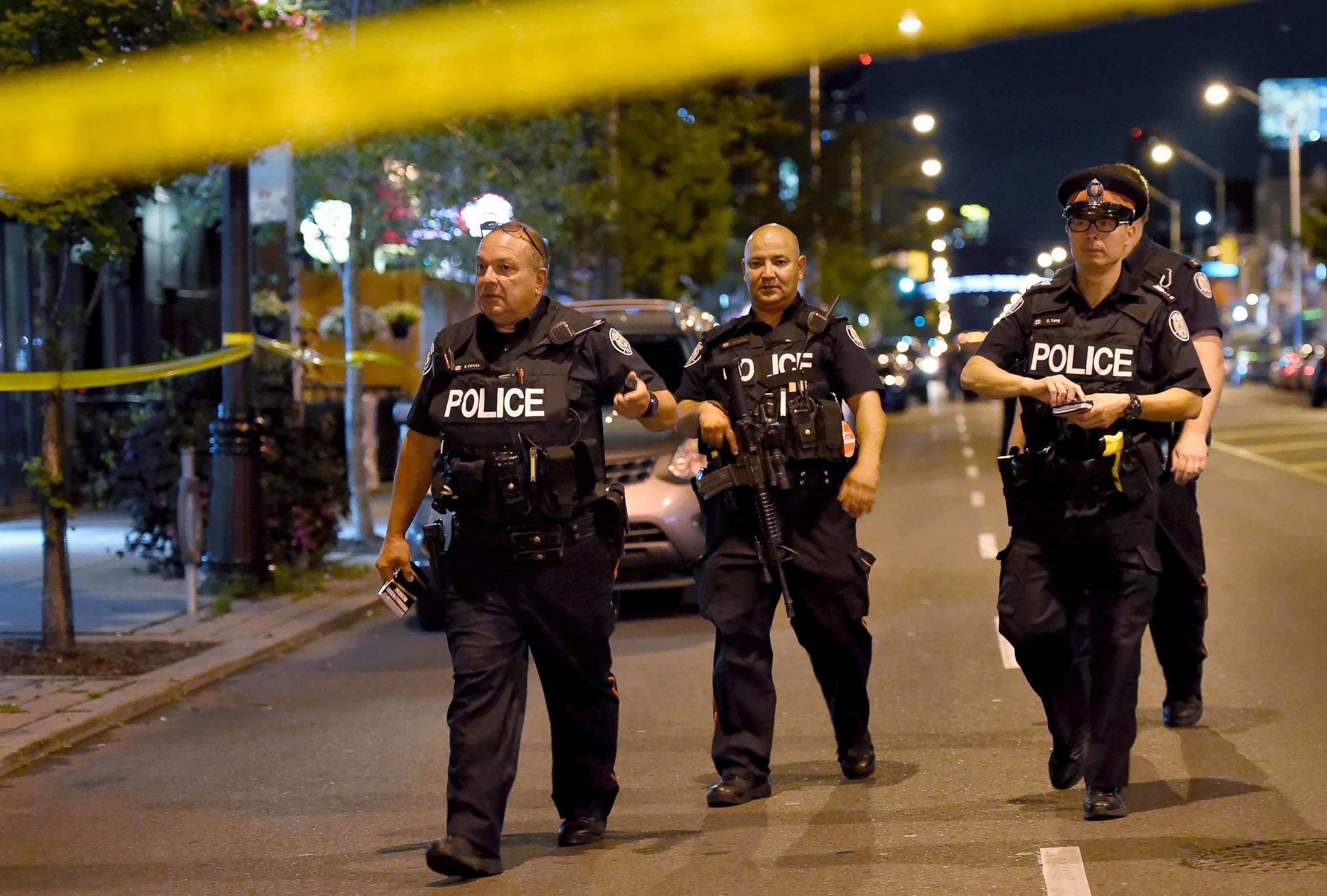 PHOTO: Police secure the scene of a shooting in Toronto, July 22, 2018.