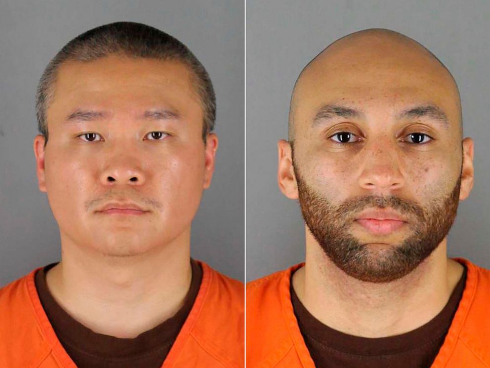 PHOTO: These file photos provided June 3, 2020, by the Hennepin County Sheriff's Office in Minnesota, shows Tou Thao and J. Alexander Kueng.