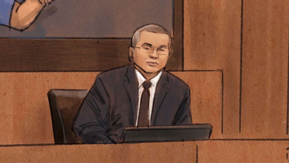 PHOTO: In this courtroom sketch, former Minneapolis Police Officer Tou Thao testifies during his trial in the killing of George Floyd in federal court in St. Paul, Minn., Feb. 15, 2022. 