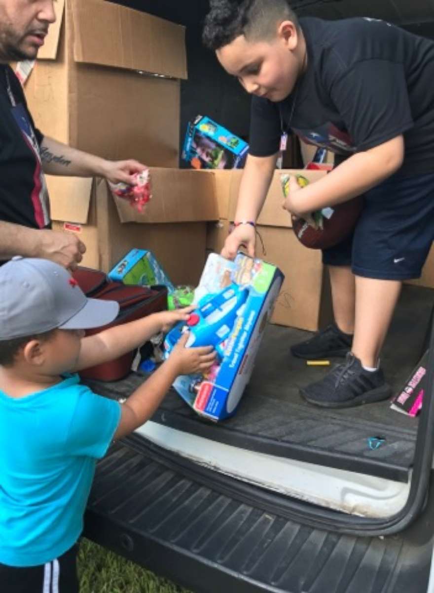PHOTO: Jayden Perez, 8, a third-grader in Woodland Park, New Jersey, traveled with his parents to Puerto Rico Jan. 18-22 to hand out donated toys and money.