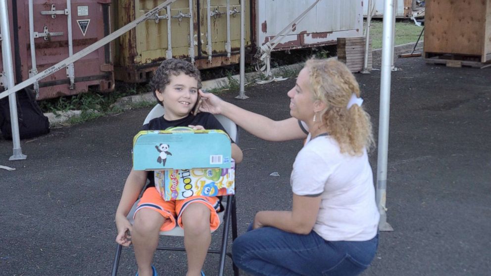 PHOTO: Diego Martinez, 8, received a Nerf gun and a board game from Toys for Tots to bring holiday cheer to children living on the island in the aftermath of Hurricane Maria in Puerto Rico.