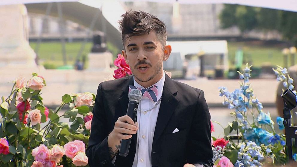 PHOTO: Chase Strangio, an American Civil Liberties Union attorney and transgender rights activist who helped organize the Trans Youth Program, delivered opening remarks at the event.