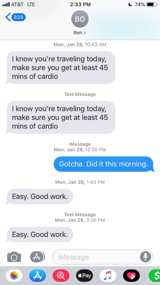 PHOTO: A copy of text messages apparently between Jussie Smollett and one of the Osundairo brothers, whom he calls "Bon."