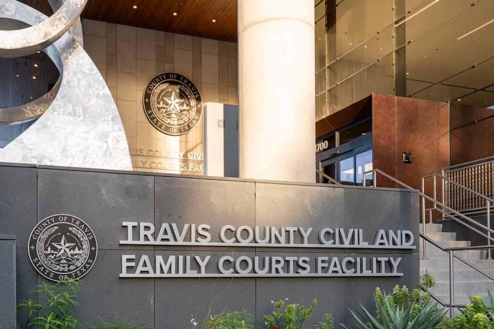 PHOTO: The Travis County 459th District Court is seen prior to a hearing in Cox v. Texas, in Austin, on Dec. 7, 2023. Kate Cox sued the state of Texas in order to get an abortion for a pregnancy she and her doctors say threatens her life and fertility.